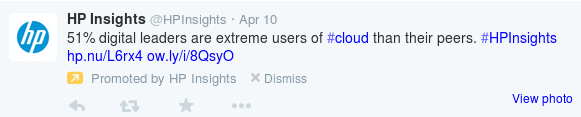 51% digital leaders are extreme users of #cloud than their peers. #HPInsights http://hp.nu/L6rx4  http://ow.ly/i/8QsyO