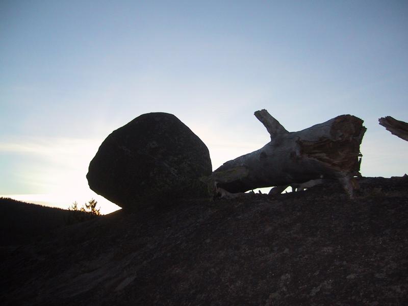 [Boulder, tree and sky]