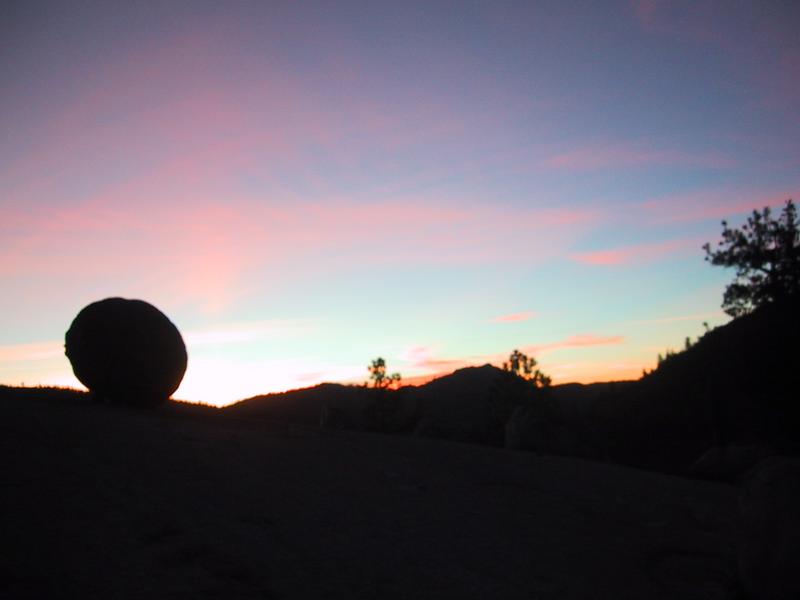 [Sunset over boulder]