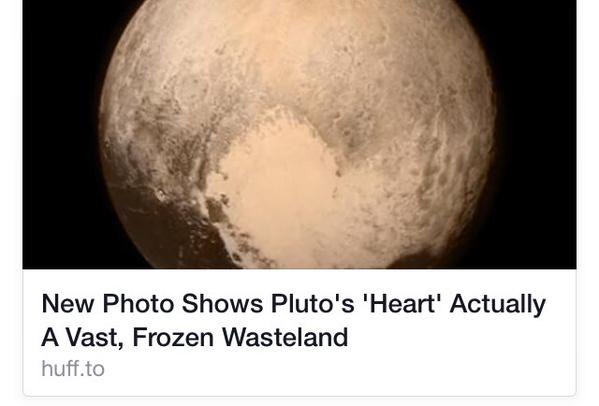 New photo shows Pluto's 'Heart' actually a vast, frozen wasteland.